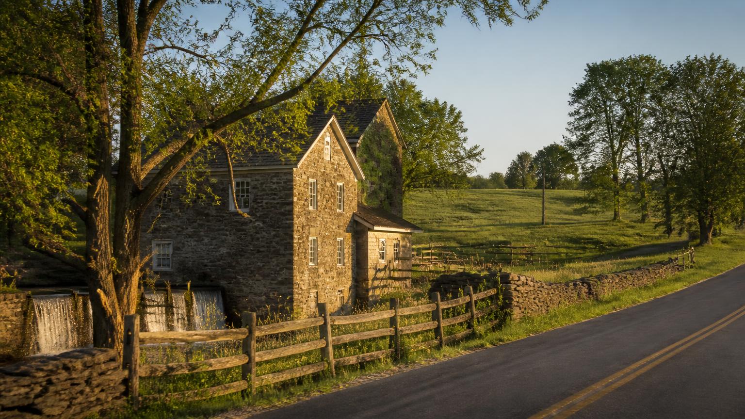 The historic stone mill and countryside around Aldie - Revolution Cricket Academy serves Aldie, VA