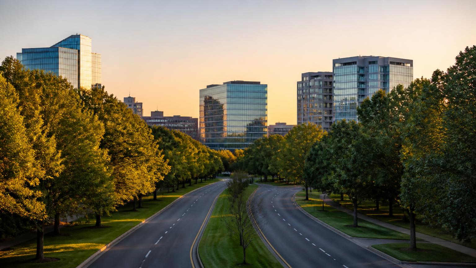 A tree-lined parkway in Fairfax County - Revolution Cricket Academy serves Fairfax County, VA