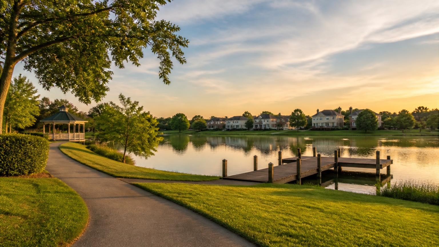 A community lake and park in South Riding - Revolution Cricket Academy serves South Riding, VA