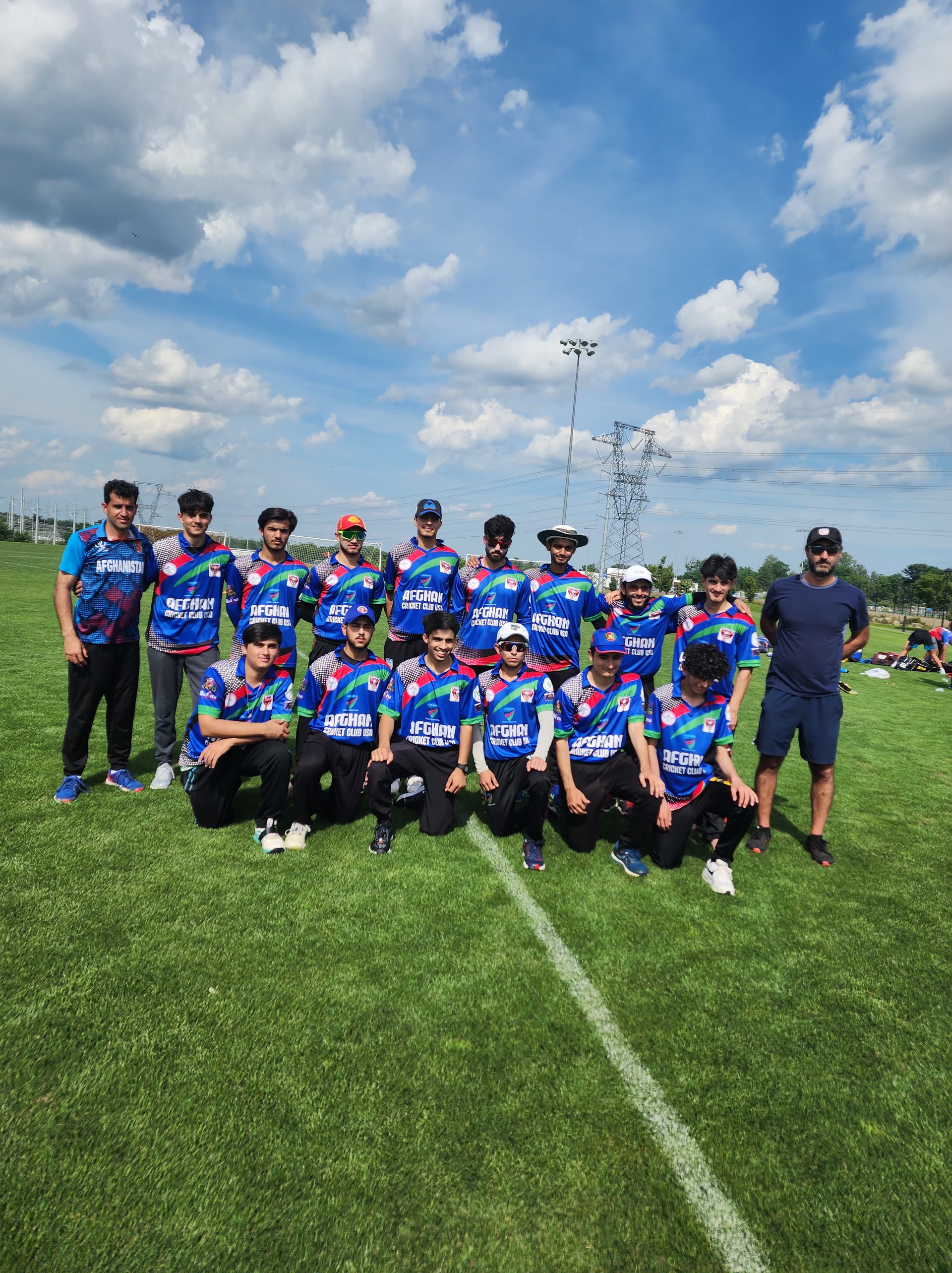 Revolution Cricket Academy team photograph after a Memorial Day tournament